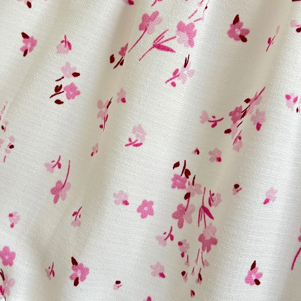 GB Girls Size 6X White Pink Floral Tiered Dress Sleeveless Lined Party